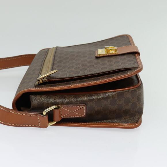 CELINE Macadam Canvas Shoulder Bag Pvc Leather Brown Gold - Picture 4 of 12